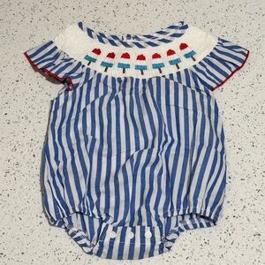 Striped Blue and White Kids One Piece